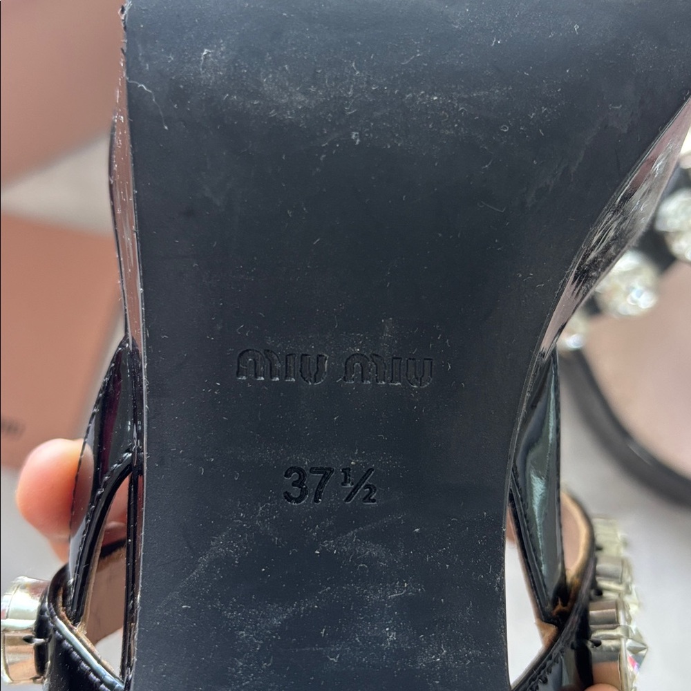 Miu Miu Black and Beige Crystal platform heels - Picture 4 of 5